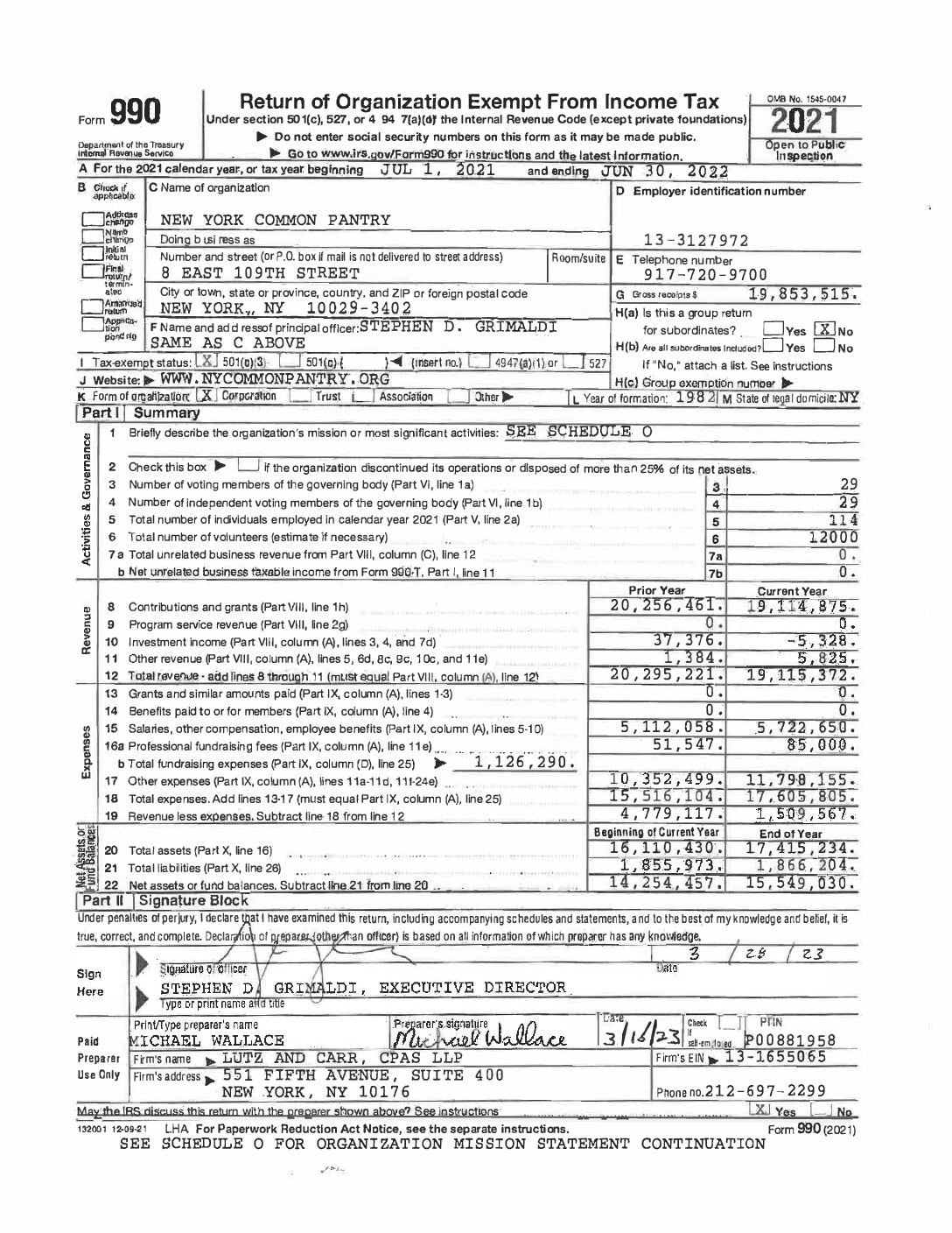 FY2022 990 Signed Copy - NY Common Pantry